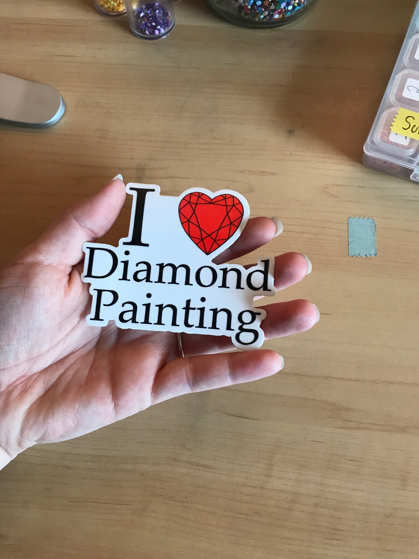 I Heart Diamond Painting Sticker